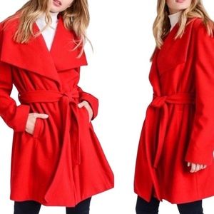 Love tree red wrap trench coat